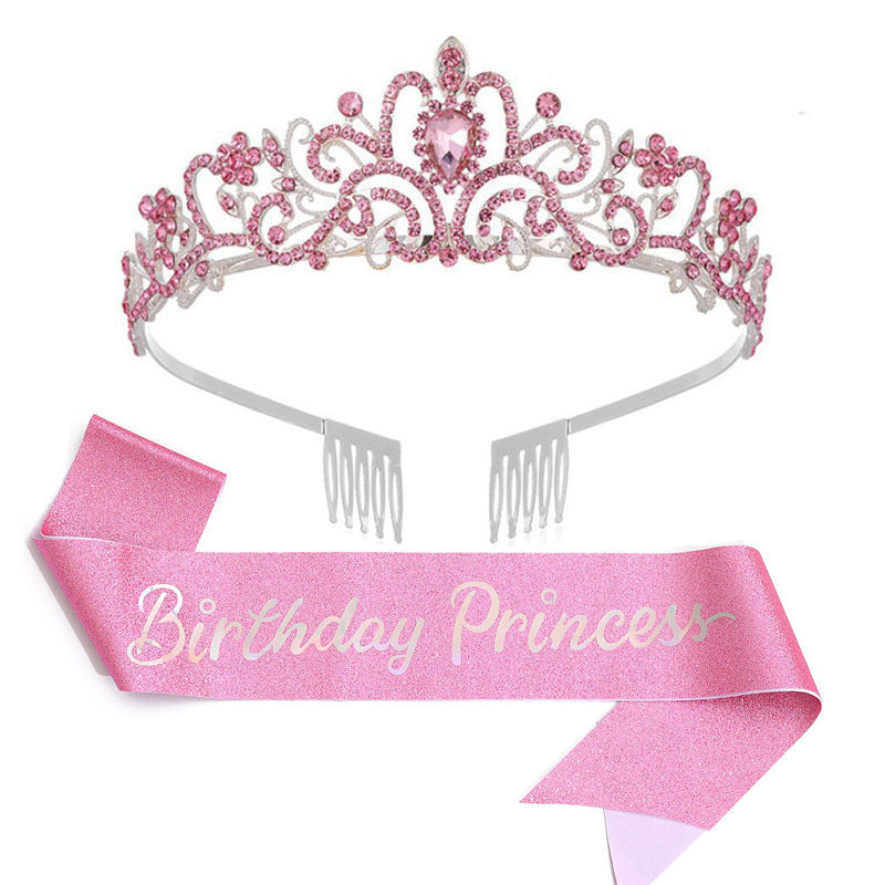 Birthday Party Crown Shoulder Strap Girl Princess Strap Suit