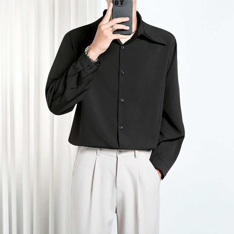 Korean Style High-end Draping Men's Trendy Simple Loose Non-ironing Shirt