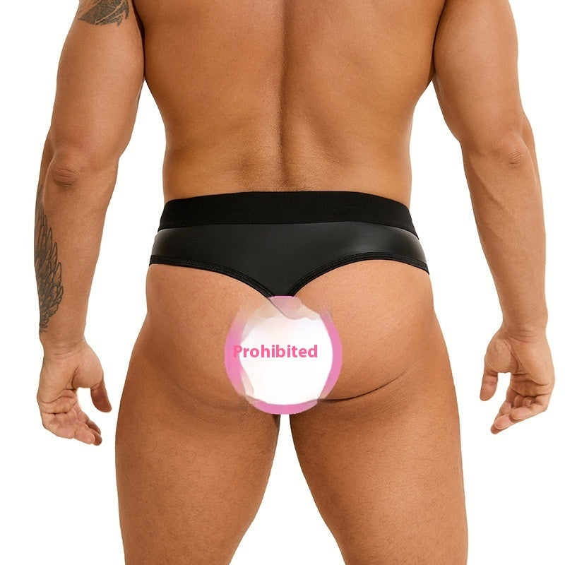 European And American Men's Sexy Underwear Plus Size Sexy Briefs Imitation Leather