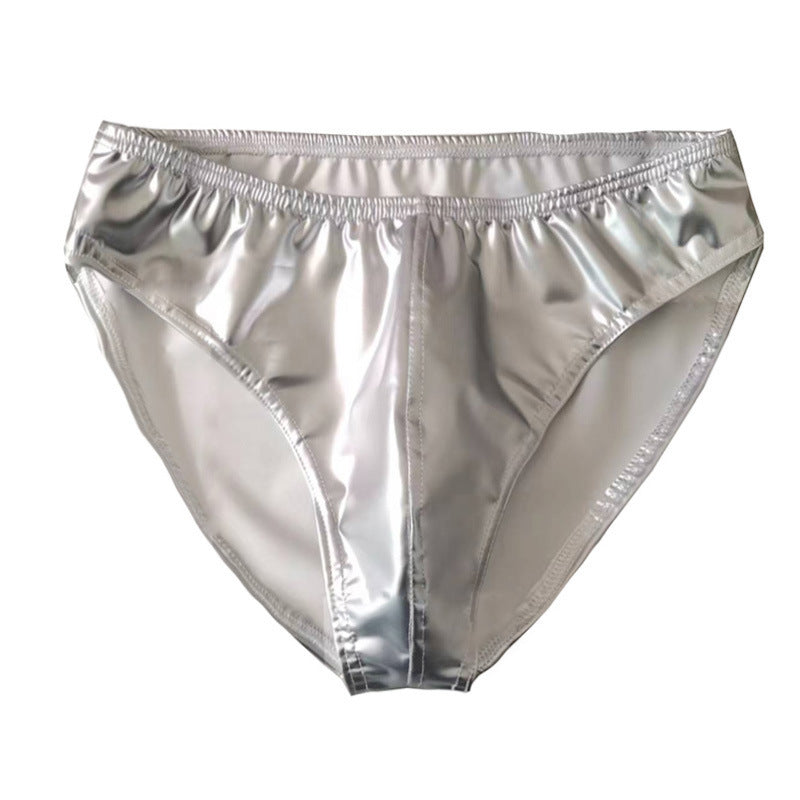 Sexy Bright PU Anti-exposure Leather Men's Bright Leather Underwear