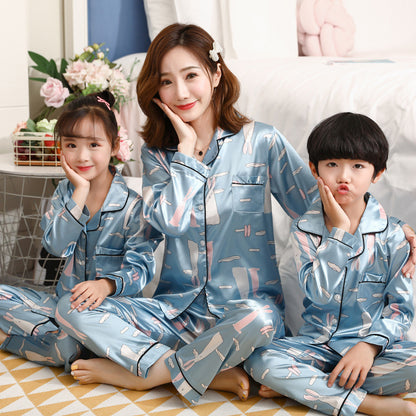 Children's pajamas parent-child ice silk home service suit