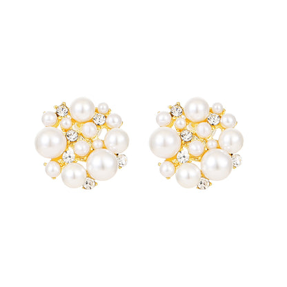 14K Real Gold Plating Light Luxury Pearl Shell Pearl Zircon Gold Plated High Color Retaining Earrings Ear Studs