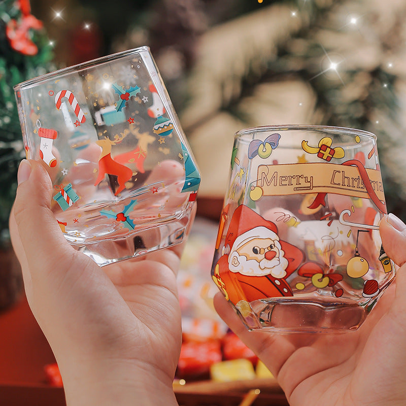 2024 Christmas Gift High Beauty Creative Cup Christmas Snowman Glass Cup High Temperature Resistant