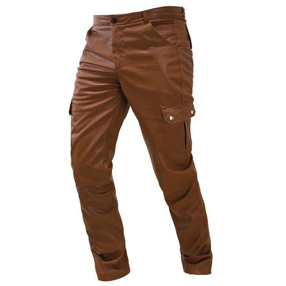 Tooling Straight Casual Men's Leather Pants