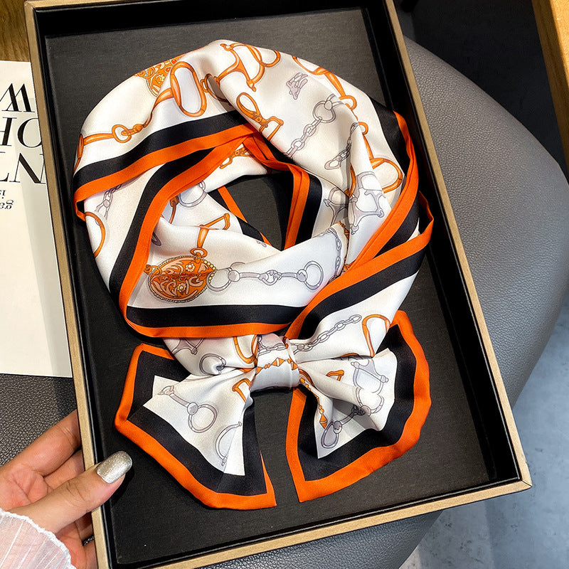 Warm Small Silk Scarf Thin Narrow Ribbon