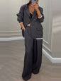 Women's Temperament Long Sleeve Jacket Casual Wide-leg Pants Suit