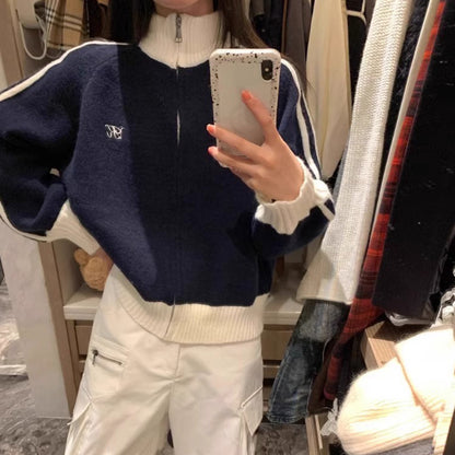 Women's Long-sleeved Stand Collar Sweater Coat