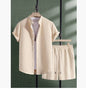 Men's Jacquard Casual Short Sleeve Shirt Outfit