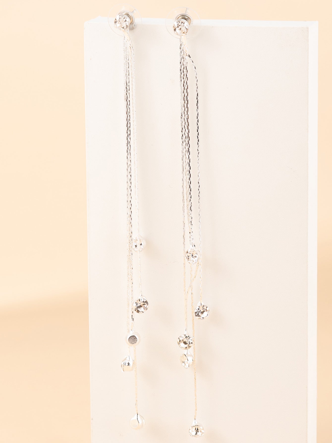 Front 2 Back 3 Strings Lucky Beads Tassel Earrings