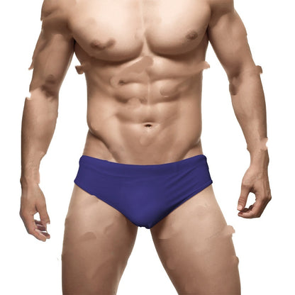 Solid Color Nylon Men's Swim Briefs Low Waist Sexy