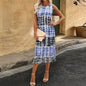 European And American Tie-dye Printed Slit Hemline At Hem Sleeveless Dress