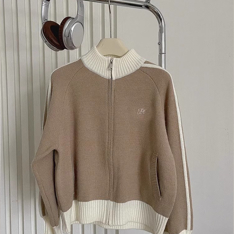 Women's Long-sleeved Stand Collar Sweater Coat