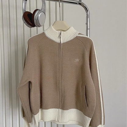 Women's Long-sleeved Stand Collar Sweater Coat