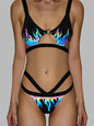 Women's Bikini Set Sexy V Triangle Flame Print Bikini Holiday Style