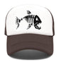 Fish Bone Print Mesh Cap Baseball Cap