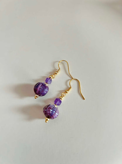 Nine Purple Fire Natural Amethyst Earrings