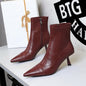 Slim Retro Soft Leather Pointed Toe Bare Single Boots Thin Heel