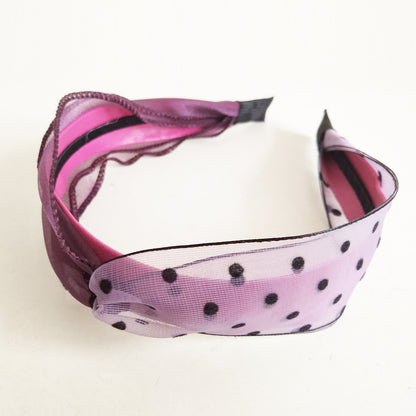 Polka-dot Mesh Contrast Color With Wavy Cross Hairband