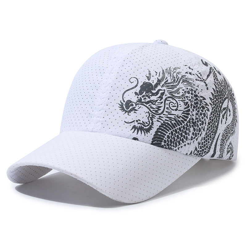 Hat Men's Chinese Style Printed Dragon Baseball Cap Polyester
