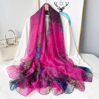 Yourou China Rose Printed Scarf