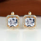 Platinum Super Square Full Diamond Large Zircon Stud Earrings