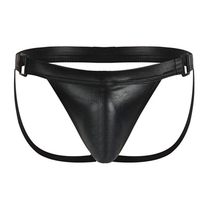 Sexy Men's Double Ding Underwear Hollow Out U Pouch Imitation Leather