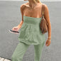 Women's Casual Tube Top Straight-leg Trousers Suit
