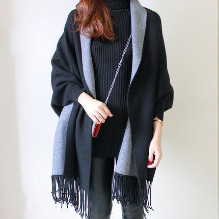Women's Fringed Big Shawl Sweater Cardigan