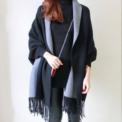Women's Fringed Big Shawl Sweater Cardigan