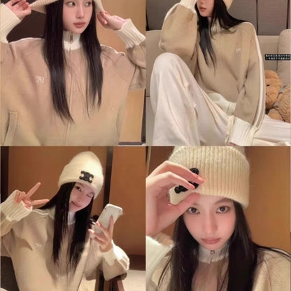 Women's Long-sleeved Stand Collar Sweater Coat