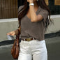 Casual Style Woolen Short-sleeved T-shirt Women's Sweater