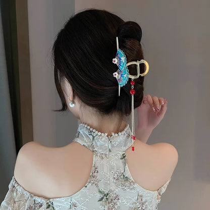 Antique Tassel Large Pearl Clip Metal Hairpin