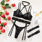 See-through Halter Bra Four-piece Set For Women