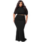 Midriff Outfit Plus Size Women's Two-piece Suit