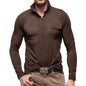 Lapel European And American Men's Shirt Solid Color Long Sleeve