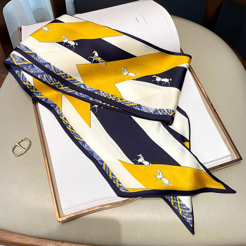 New Style Printed Silk Scarf Women's Fashion Double-sided Warm