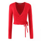 Women's Multi-color Slim-fit Lace Up Knitted Cardigan