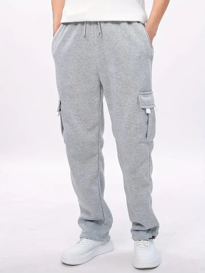 Men's Loose Sweatpants Overalls With Multi-pocket Tether