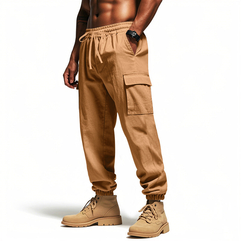 Loose Multi-pocket Workwear Ankle Banded Slacks