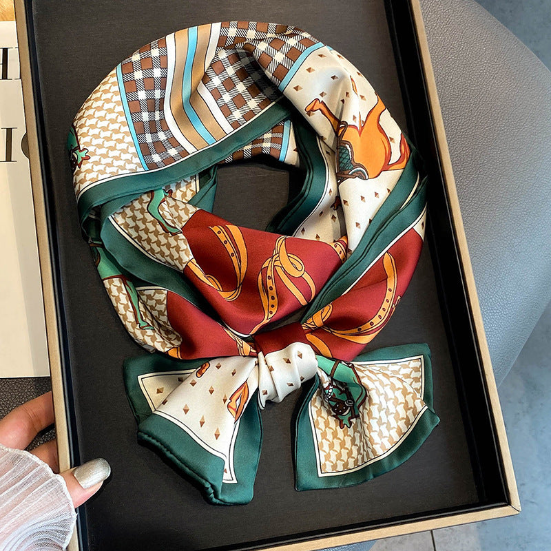 Warm Small Silk Scarf Thin Narrow Ribbon