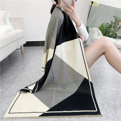 New Double-sided Geometric Imitation Cashmere Scarf
