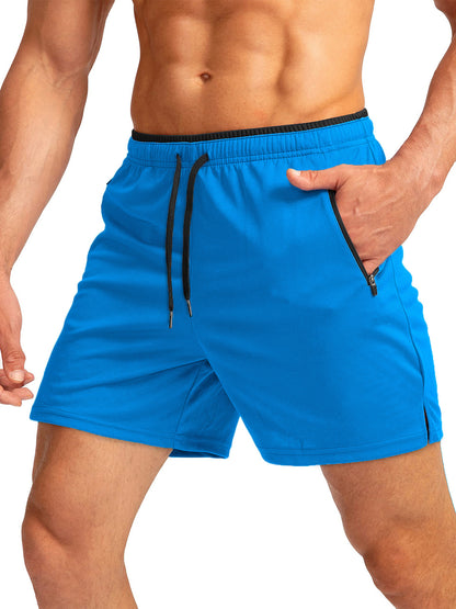 Men's Running Short Belt Zipper Pocket Quick-drying Gym Exercise Lightweight