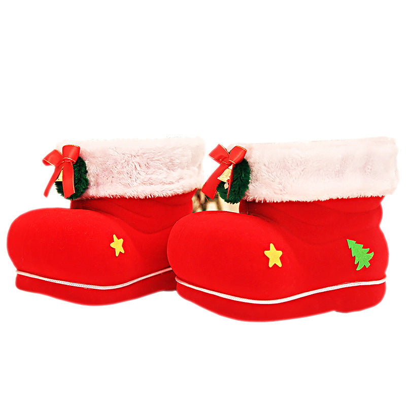 Large Christmas Red Flocking Candy Boots