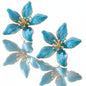 Sweet Temperament Oil-spot Glaze Flowers Ear Studs
