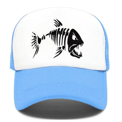 Fish Bone Print Mesh Cap Baseball Cap