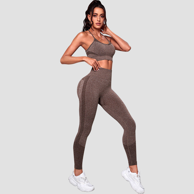 Sports Underwear For Women Shockproof Vest Bra Set Workout Sweat Yoga Belly Contracting High-waisted Trousers