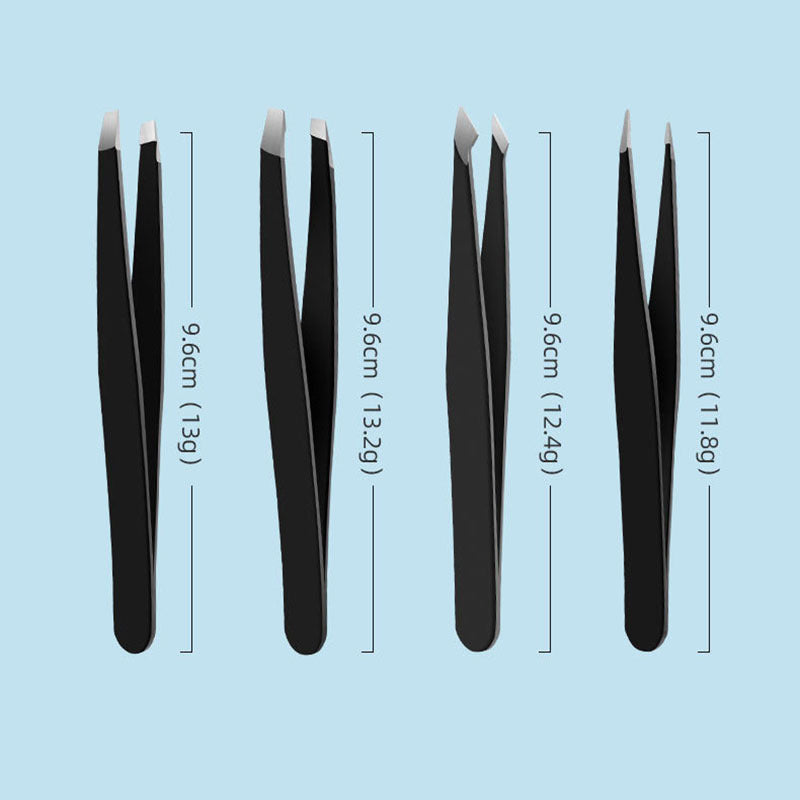 Stainless Steel Eyebrow Tweezers Black Flat Hairs Puller Beauty Makeup Tool