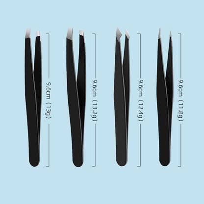 Stainless Steel Eyebrow Tweezers Black Flat Hairs Puller Beauty Makeup Tool
