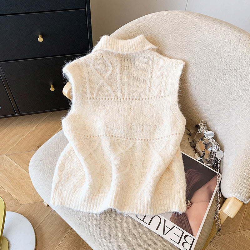 Design Sense Twist Knitted Vest Women