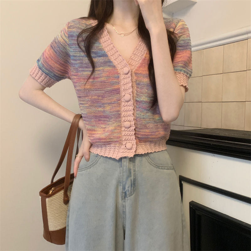 V-neck Knitted Thin Slim Fit Outer Sweater